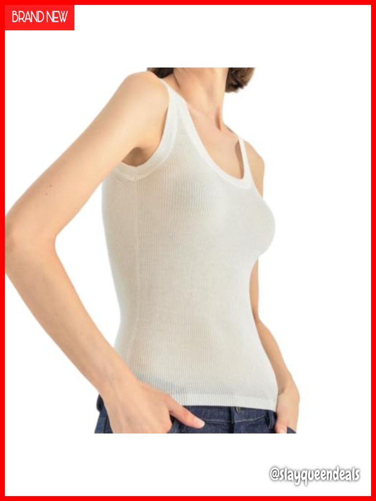 Cashmere Blend Ribbed Knit Sleeveless U-Neck Tank Top Camisole